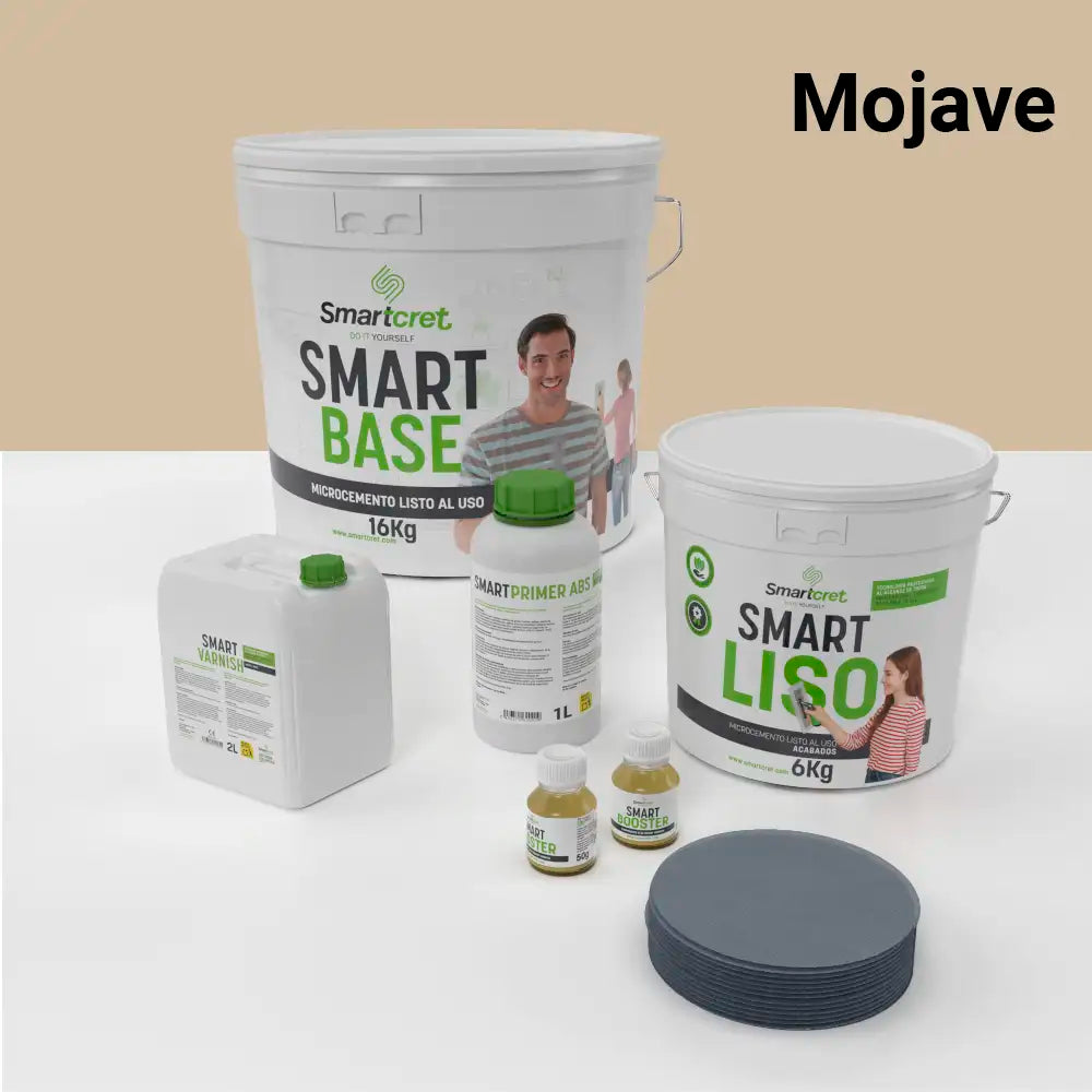 Kit de microcemento para baño de 8 m² sobre pladur, yeso o cemento, color Mojave