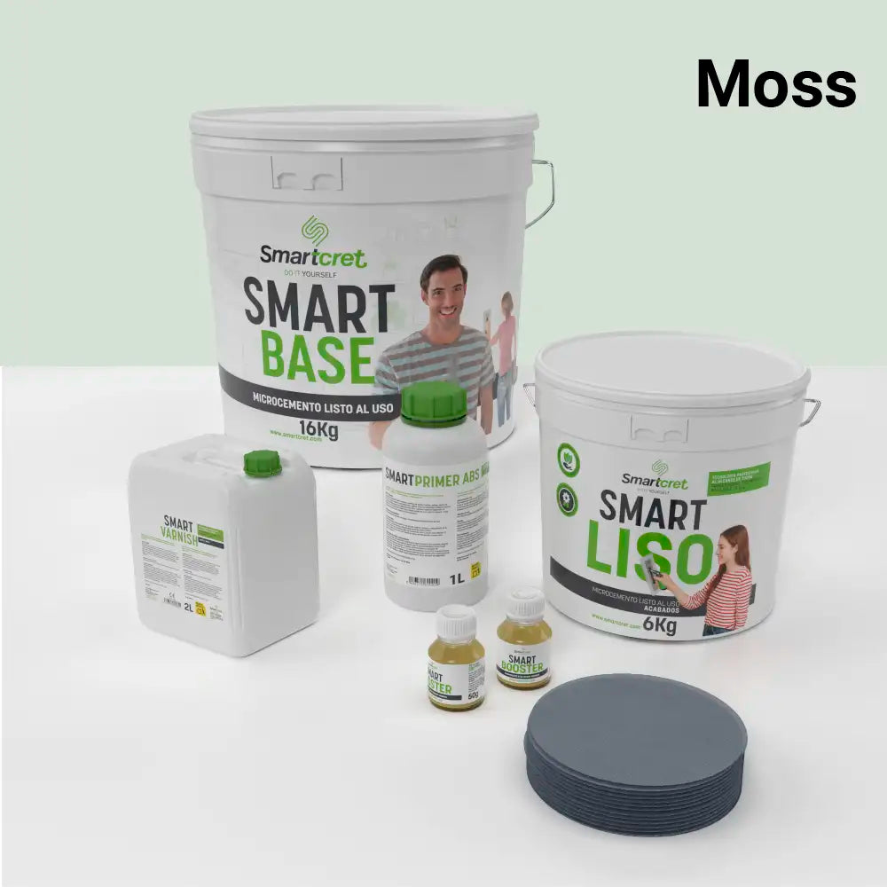 Kit de microcemento para baño de 8 m² sobre pladur, yeso o cemento, color Moss