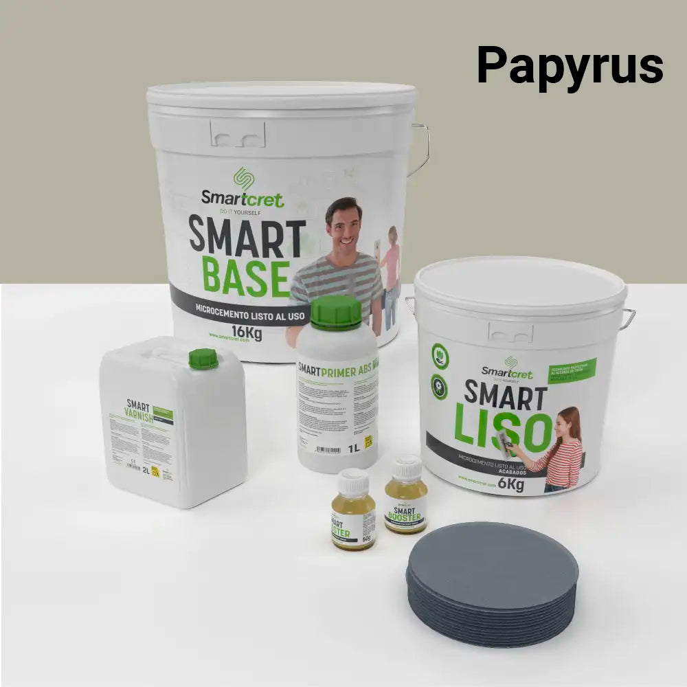 Kit de microcemento para baño de 8 m² sobre pladur, yeso o cemento, color Papyrus