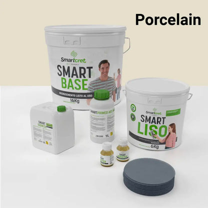 Kit de microcemento para baño de 8 m² sobre pladur, yeso o cemento, color Porcelain