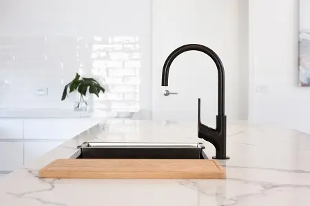 Kitchen renovation with black faucet